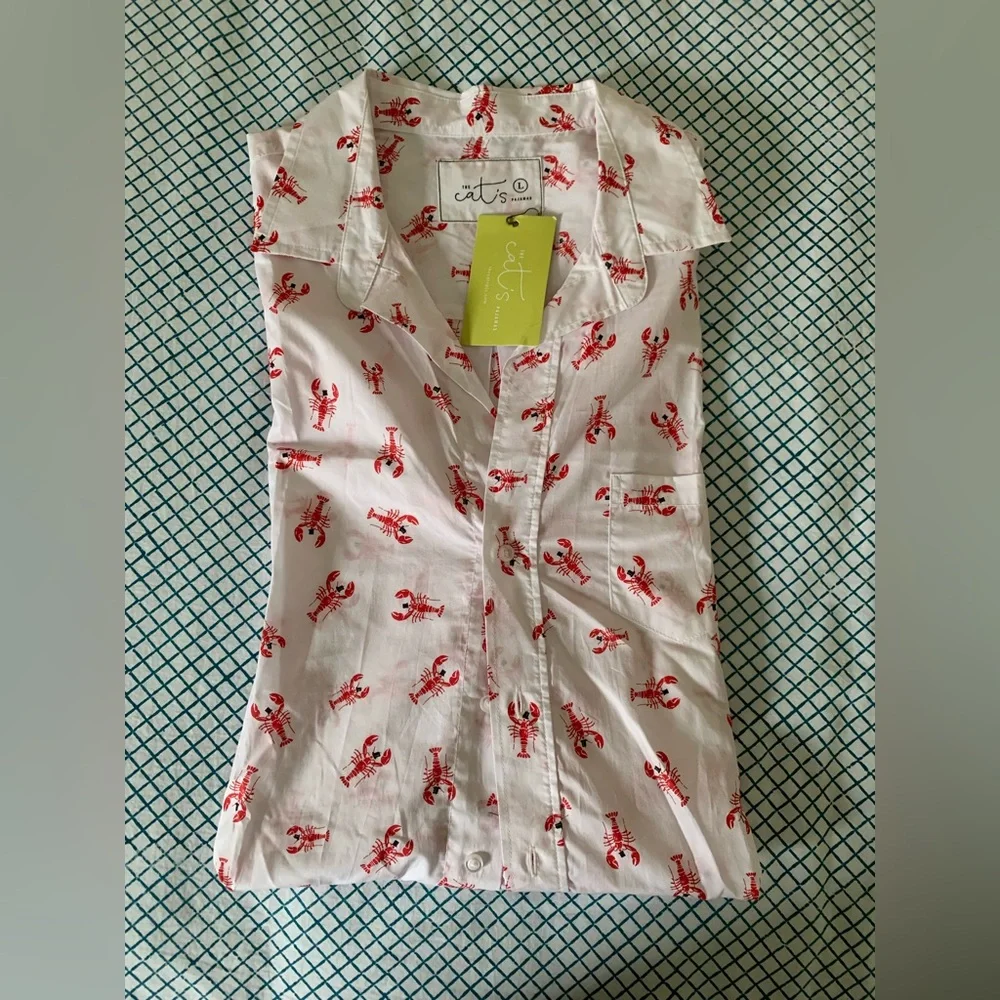The Cat’s Pajamas Mister Lobster Luxe Pima Sleeveless Nightshirt Size L NEW - Picture 16 of 16
